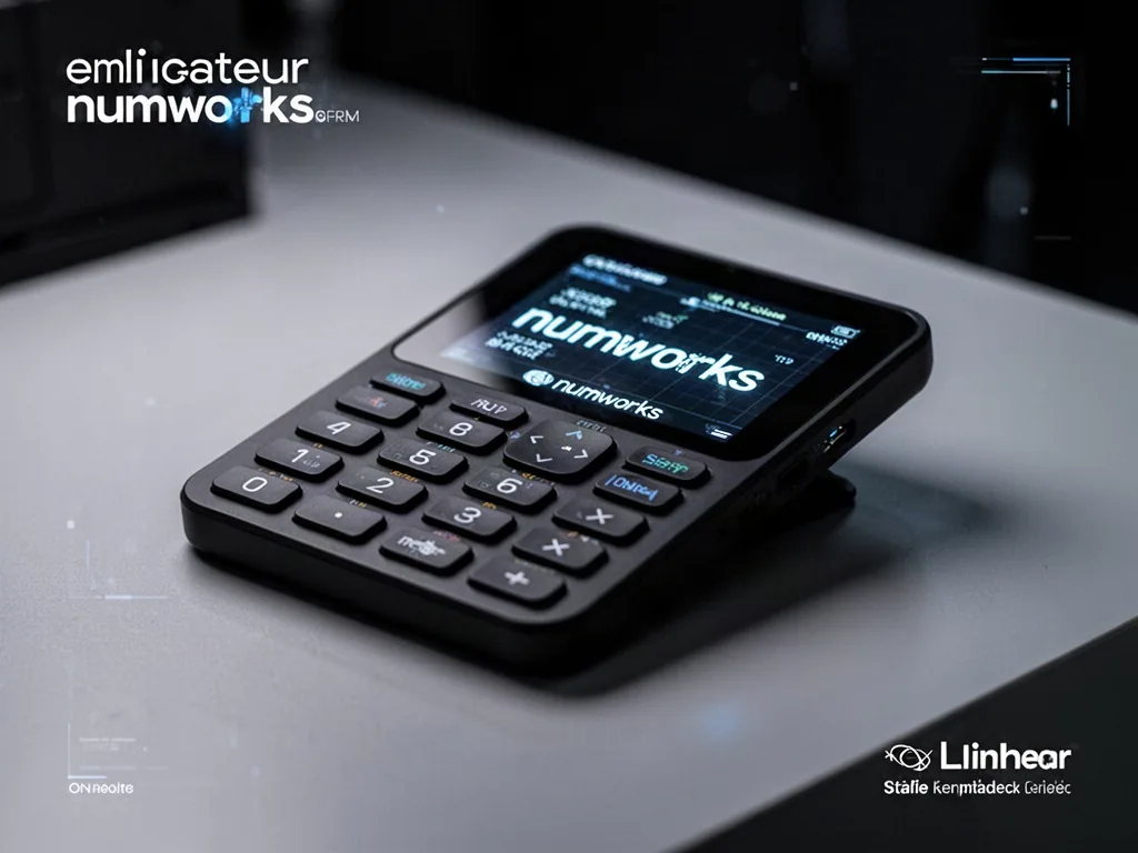 Émulateur NumWorks ouvert sur ordinateur, affichant une calculatrice simulée en usage