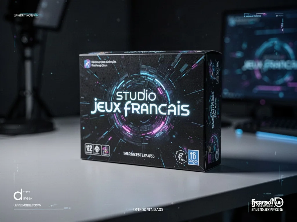 Équipe de développeurs français dans un studio moderne, code et écrans allumés, ambiance créative